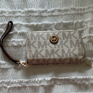 Michael Kors Monogram Beige Wristlet